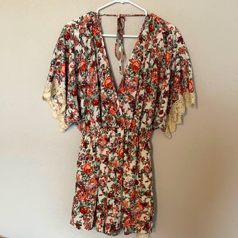 Red/Pink Floral Romper
